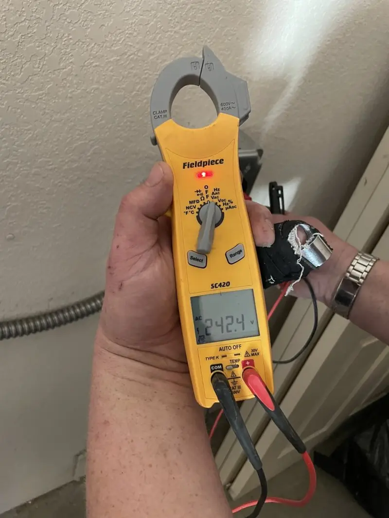 Voltage testing with clamp meter during Circuit Breaker Repair in Granite Quarry